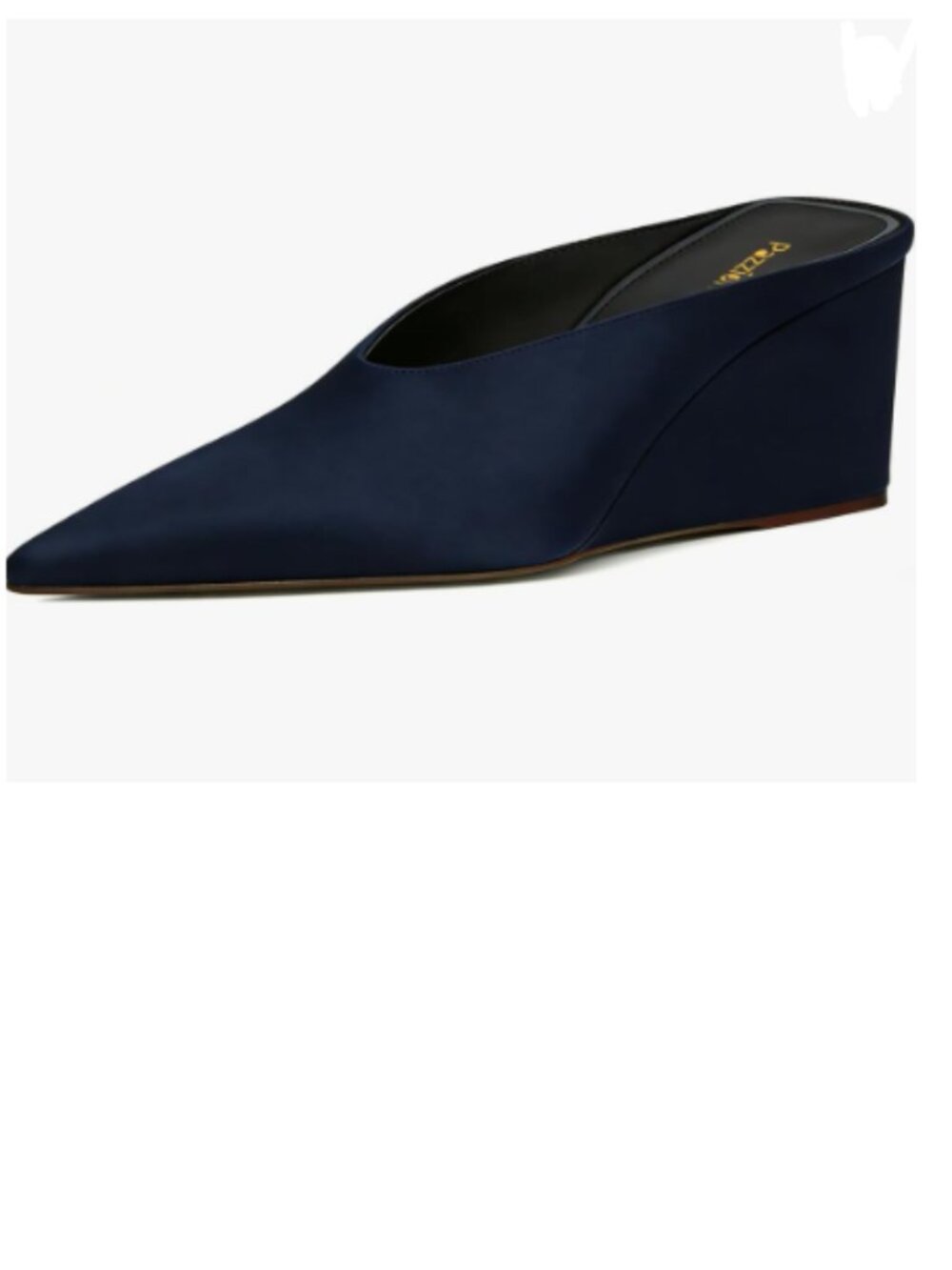 Pazzion Blue Pointed Toe Mid Low Heel Clogs Mule Slip On Wedges Slides Sandals